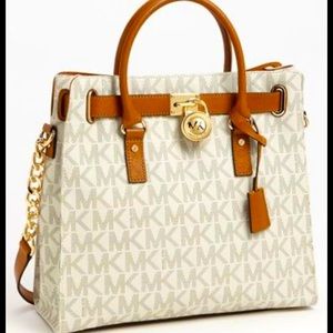 Michael Kors Hamilton Monogram Large Canvas / Leather Satchel